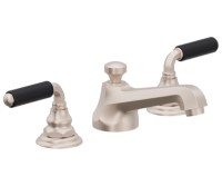 Black Metal Lever Handles, Transitional Widespread Faucet