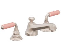 Pink Porcelain Handles, Transitional Widespread Faucet