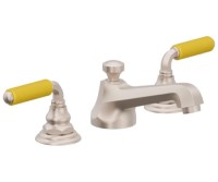 Yellow Porcelain Handles, Transitional Widespread Faucet
