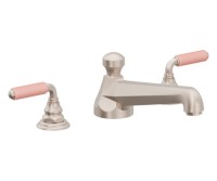 Pink Porcelain Handles, Transitional Roman Tub Filler