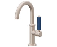 Blue Porcelain Handle, Low Single Hole Faucet