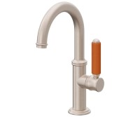 Orange Porcelain Handle, Low Single Hole Faucet
