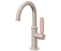Pink Porcelain Handle, Low Single Hole Faucet