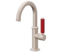 Red Metal Lever Handle, Low Single Hole Faucet