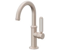 White Porcelain Handle, Low Single Hole Faucet