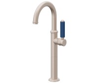 Blue Porcelain Handle, Tall Single Hole Faucet