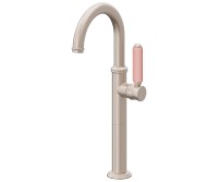 Pink Porcelain Handle, Tall Single Hole Faucet