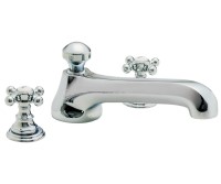 Cross Handles, Traditional Spout, 3 Piece Tub Faucet