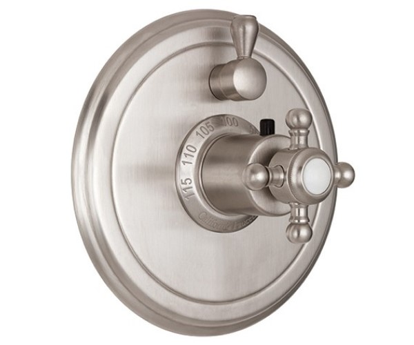 Round Back Plate, Cross Handle - Style Therm with Diverter