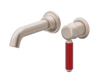 Red Metal Lever Handle, Single Handle Wall Faucet