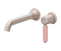 Pink Porcelain Handle, Single Handle, Long Spout Wall Faucet
