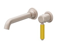 Yellow Porcelain Handle, Single Handle, Long Spout Wall Faucet