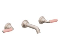 Pink Porcelain Handles Wall Faucet