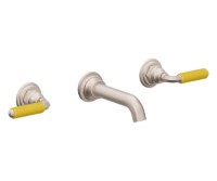 Yellow Porcelain Handles Wall Faucet