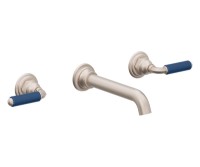 Blue Porcelain Handles Wall Faucet, Long Spout