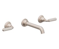 White Porcelain Handles Wall Faucet, Long Spout