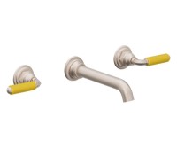 Yellow Porcelain Handles Wall Faucet, Long Spout