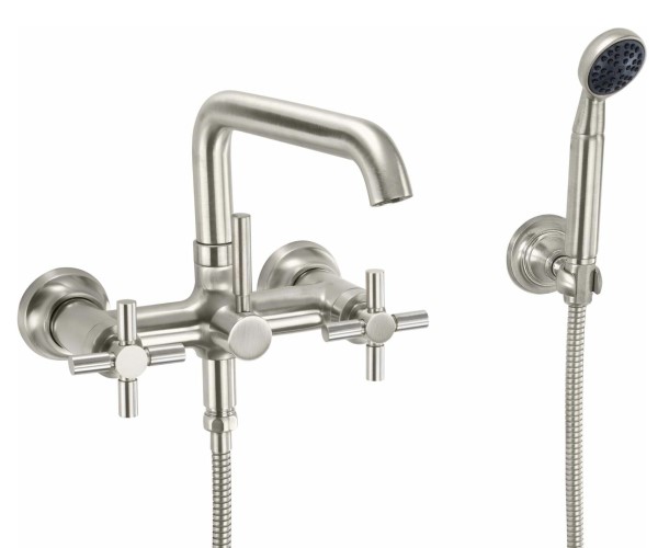 Quad Wall Faucet, Smooth Cross Handle