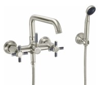 Quad Wall Faucet, Carbon Cross Handle