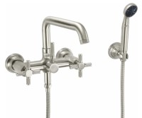 Quad Wall Faucet, Knurl Cross Handle