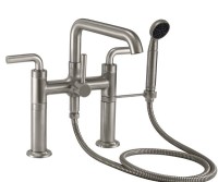 Square Spout Bridge Deck Faucet, Smooth Lever Handle