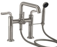 Square Spout Bridge Deck Faucet, Lever Handle with Kurl Texture