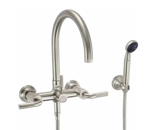 Arching Wall Faucet, Knurl Lever Handle