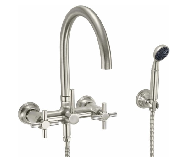 Arching Wall Faucet, Smooth Cross Handle