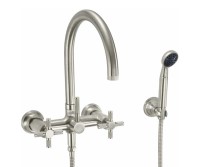 Wallmount Tub Filler with Handshower on a Hook