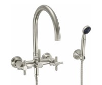 Arching Wall Faucet, Knurl Cross Handle