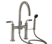 Curving Spout Bridge Deck Faucet, Carbon Fiber Lever Handle