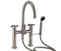 Curving Spout Bridge Deck Faucet, Carbon Fiber Cross Handle