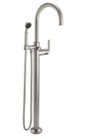 Arch Spout Single Hole Freestanding Tub Filler with Handshower
