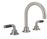 Widespread Faucet with High Curving Spout, Black Carbon Fiber Handles