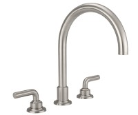 Tall curving  tubular spout, smooth lever handles