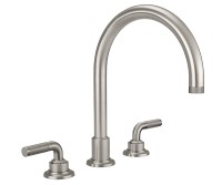 Tall curving  tubular spout, knurl lever handles