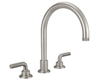 Tall Curving Tubular Spout, Knurl Lever Handles