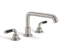 Tub Faucet with Squared Tubular Spout, Carbon Fiber Lever Handles