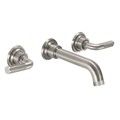 Wall sink faucet with tubular spout, textured lever handles