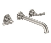 Wall Sink Faucet, Long Spout, Knurl Lever Handle