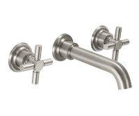 Wall sink faucet with tubular spout, cross handles