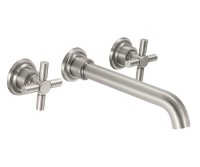 Wall sink faucet with long spout, cross handles