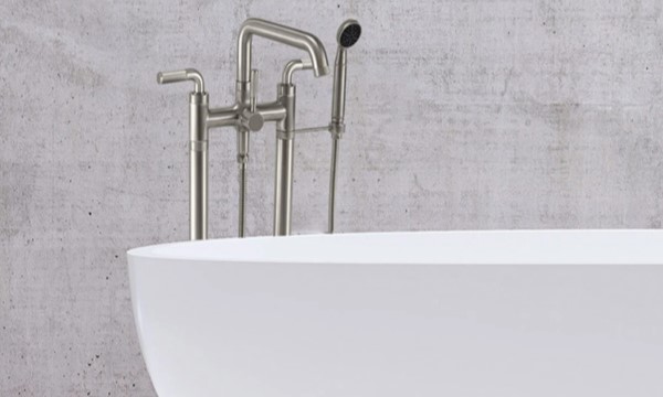 Descanso Curving Spout Sink Faucet with Knurl Lever