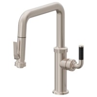 Squeeze Pull Down, Quad Spout Kitchen Faucet, Black Carbon Fiber Handle