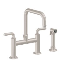 Smooth Handle, Bridge Faucet, Quad Spout, Side Spray