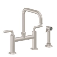 Bridge Faucet, Squared Spout, Side Spray