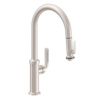 Low Curving Spout, Squeeze Trigger Pull-down Spray, Knurl Lever
