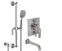 Tub Spout, Hand Shower on a Slide Bar, Flat Back Plate