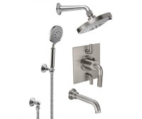 Shower Head, Tub Spout, Hand Shower on a Slide Bar, Flat Back Plate