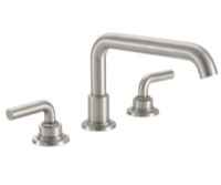 Tub faucet with squared tubular spout, smooth lever handles